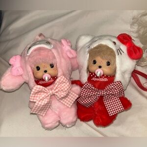 Monchhichi plush doll with hello kitty clothes $45 each